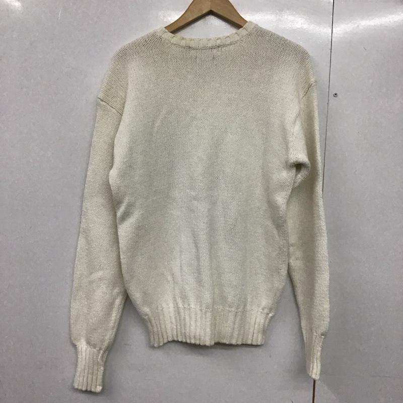 ポロバイラルフローレン Polo by RALPH LAUREN ニット、セーター 長袖 長袖ニットカットソー Vネック セーター M ロゴ、文字 白 / ホワイト /  メンズ USED 古着 中古 10141738