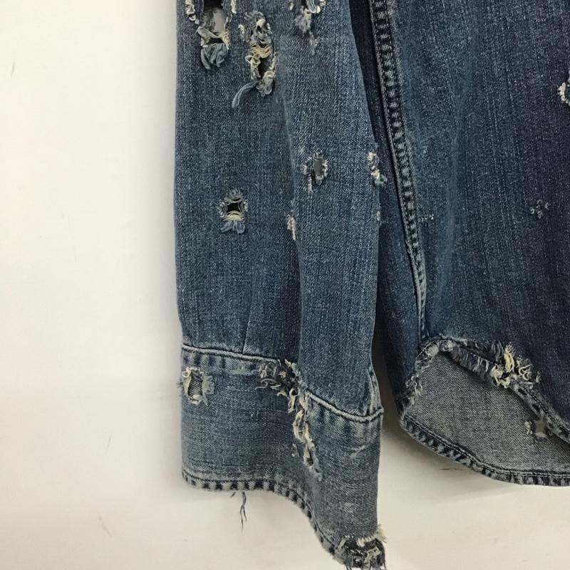 リーバイス Levi s シャツ、ブラウス 長袖 長袖デニムシャツ カラーシャツ 長袖シャツ クラッシュ XS ダメージ加工 インディゴ / インディゴ /  メンズ USED 古着 中古 10147597