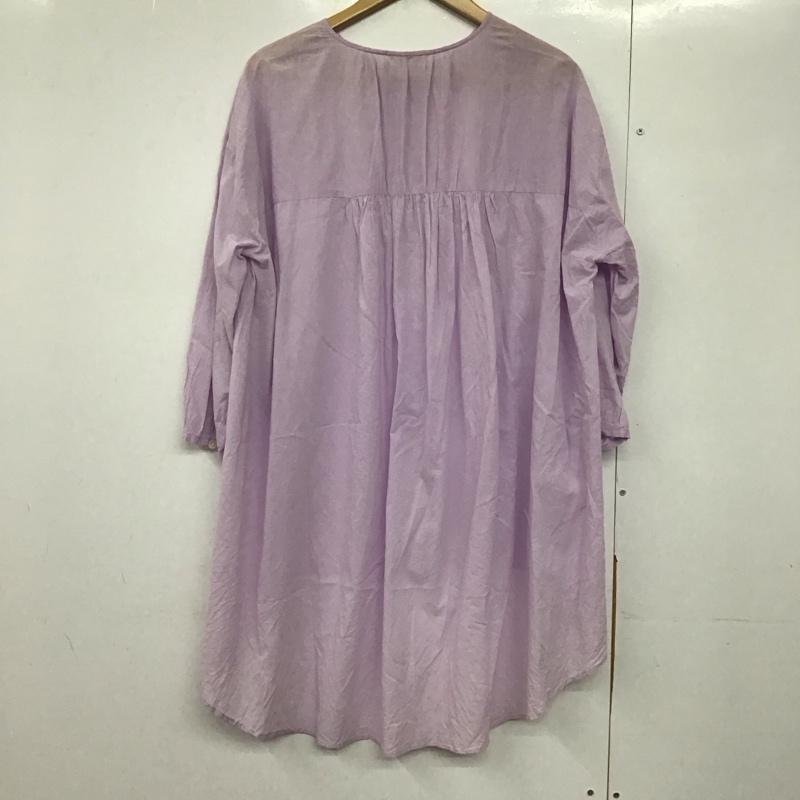 スタディオクリップ studio CLIP シャツ、ブラウス 長袖 長袖シャツ 刺繍シャツ ノーカラーシャツ FREE 刺繍 紫 / パープル /  レディース USED 古着 中古 10145376