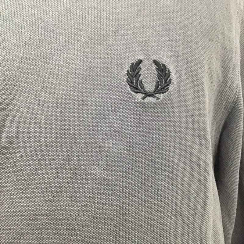 フレッドペリー FRED PERRY ポロシャツ 長袖 長袖ポロシャツ カラーシャツ ロングスリーブカットソー M ロゴ、文字 灰 / グレー /  メンズ USED 古着 中古 10109818