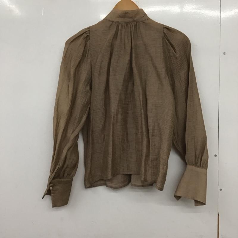 アルシーヴ archives シャツ、ブラウス 長袖 AR-0536 シアーブラウス リボンタイ 無地 茶 / ブラウン /  レディース USED 古着 中古 10149496