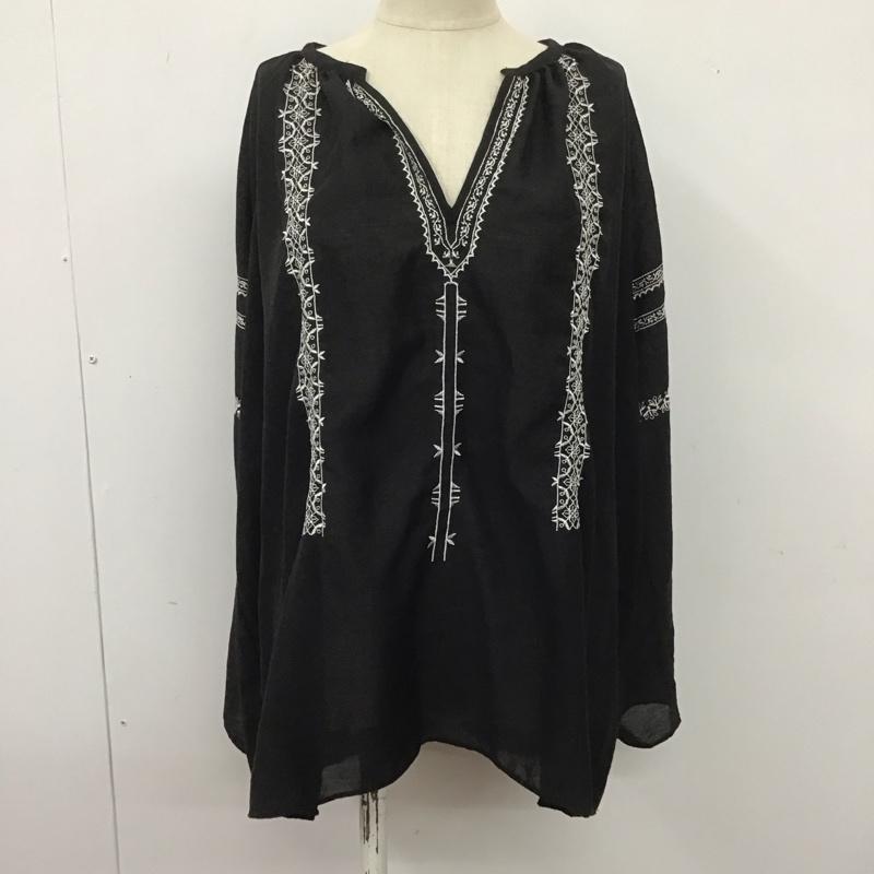 ジーナシス JEANASIS カットソー 長袖 FREE 刺繍 黒 / ブラック /  レディース USED 古着 中古 10106690