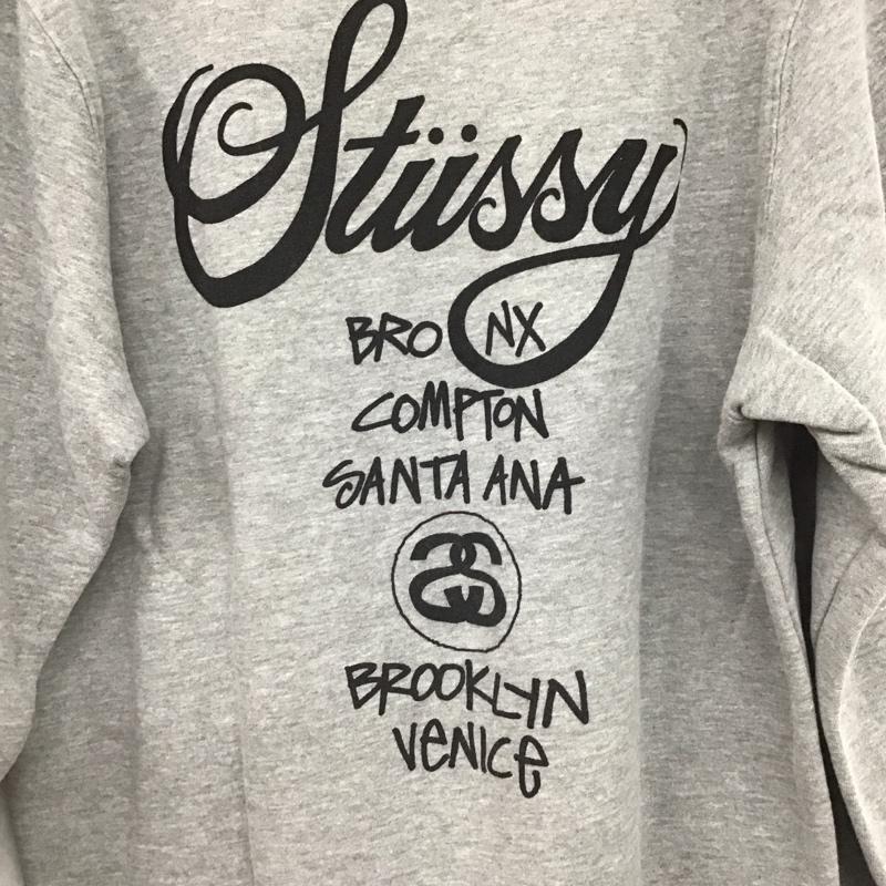 ステューシー STUSSY トレーナー 長袖 長袖トレーナー スウェット クルーネック プルオーバー L プリント 灰 / グレー /  メンズ USED 古着 中古 10147609