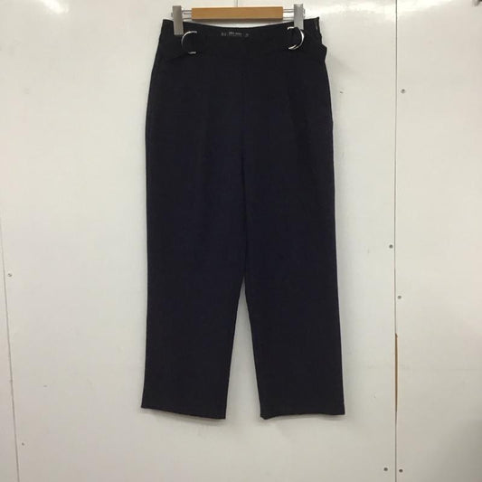 ザラ ZARA パンツ スラックス 3666 022 401 サイドベルト ワイドパンツ S 無地 紺 / ネイビー /  レディース USED 古着 中古 10139244