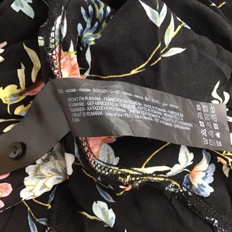 ザラ ZARA ワンピース ロングスカート 3198 240 800 シャツワンピース 長袖 S 花柄 黒 / ブラック /  レディース USED 古着 中古 10112651