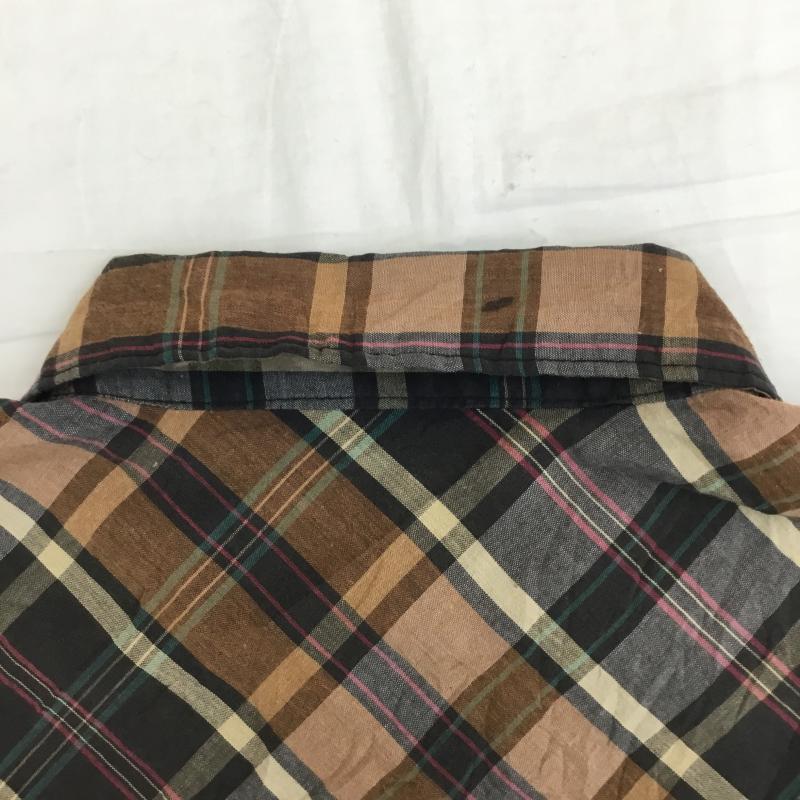 ラングラー Wrangler シャツ、ブラウス 半袖 L チェック 茶 / ブラウン /  メンズ USED 古着 中古 10133528