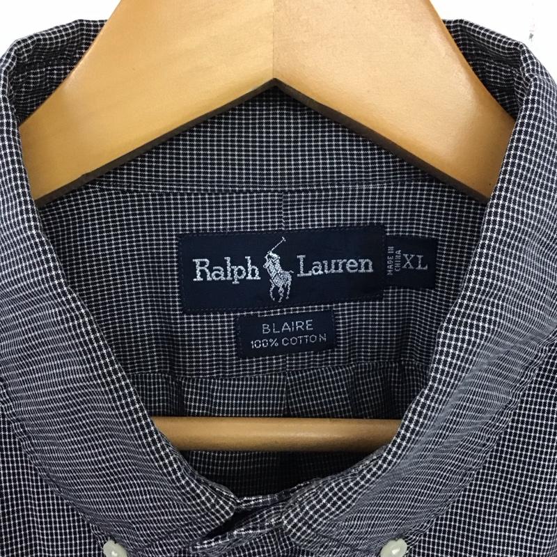 ラルフローレン RALPHLAUREN シャツ、ブラウス 長袖 長袖シャツ チェックシャツ カラーシャツ ボタンダウンシャツ XL チェック 白 / ホワイト / X 紺 / ネイビー /  メンズ USED 古着 中古 10136681