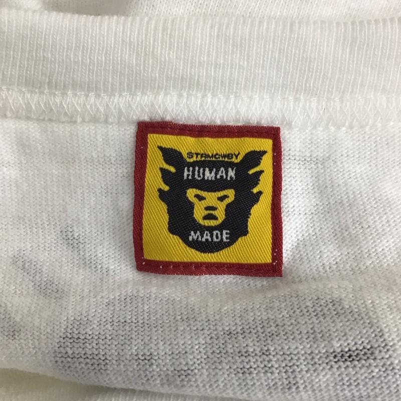 ヒューマンウーマン HUMAN WOMAN Tシャツ 半袖 クルーネック プリント M ロゴ、文字 白 / ホワイト /  メンズ USED 古着 中古 10119199