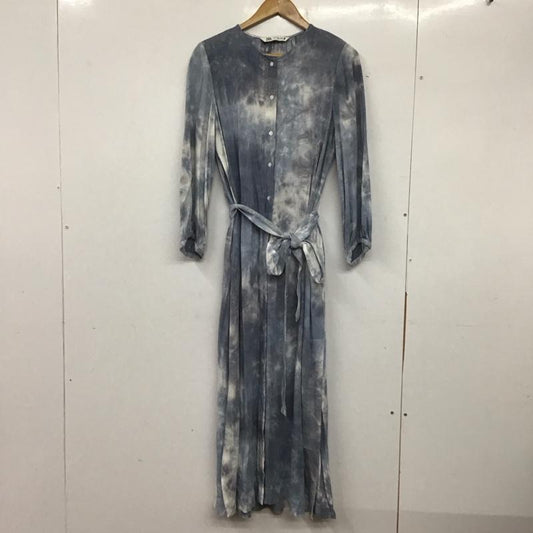 ザラ ZARA ワンピース ロングスカート 前開き クルーネック S 無地 青 / ブルー /  レディース USED 古着 中古 10139380