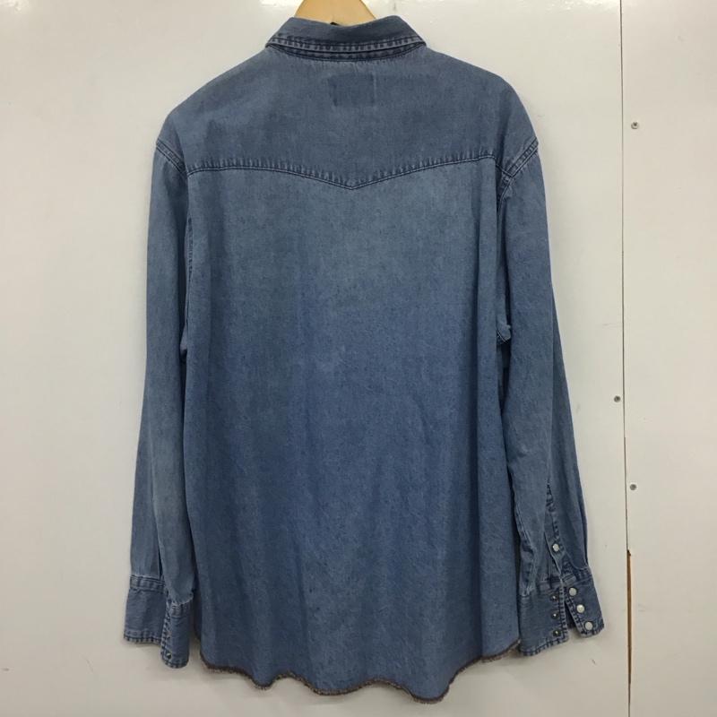 ラングラー Wrangler シャツ、ブラウス 長袖 長袖シャツ デニムシャツ カラーシャツ XL 無地 インディゴ / インディゴ /  メンズ USED 古着 中古 10140552