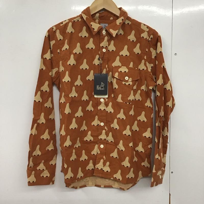 ゴースローキャラバン go slow caravan シャツ、ブラウス 長袖 350259 鼻柄 1 プリント 橙 / オレンジ /  メンズ USED 古着 中古 10142923