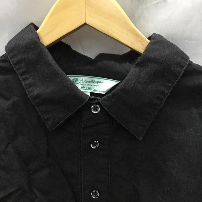 ニコアンド niko and... シャツ、ブラウス 長袖 H231MA13KM Le Pigeon Voyageur 別注 オックスロングシャツ プルオーバー L ワンポイント 黒 / ブラック /  メンズ USED 古着 中古 10119308