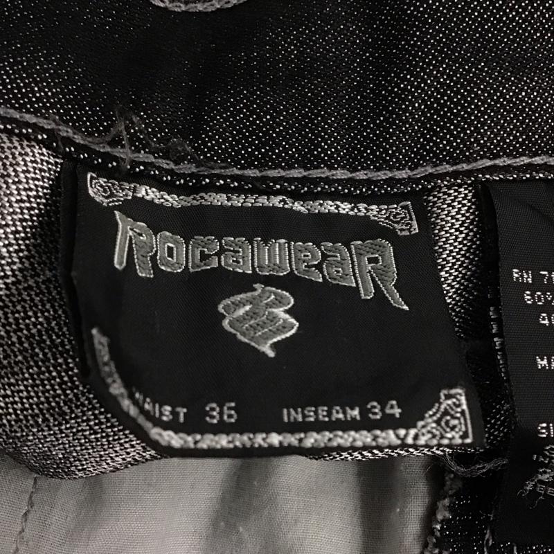 ロカウェア ROCAWEAR パンツ デニム、ジーンズ デニムパンツ ワイドパンツ カジュアルパンツ 36 ロゴ、文字 黒 / ブラック /  メンズ USED 古着 中古 10143534