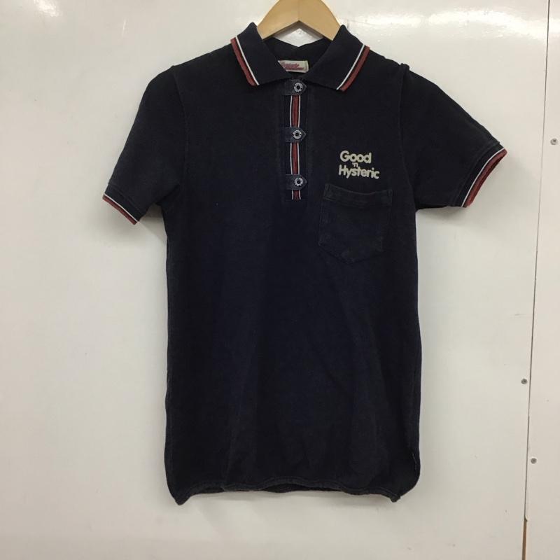 ヒステリックグラマー HYSTERIC GLAMOUR ポロシャツ 半袖 2CH-3910 胸ポケット FREE ロゴ、文字 紺 / ネイビー /  レディース USED 古着 中古 10133561