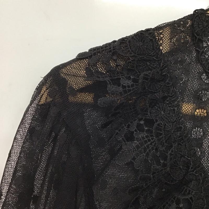 ザラ ZARA カットソー 半袖 半袖カットソー フリルシャツ 総柄 黒 / ブラック /  レディース USED 古着 中古 10149079