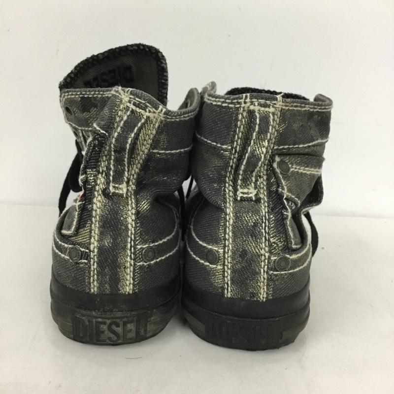 ディーゼル DIESEL スニーカー スニーカー ハイカット デニム 24.5cm 24.5cm ロゴ、文字 黒 / ブラック /  レディース USED 古着 中古 10144424