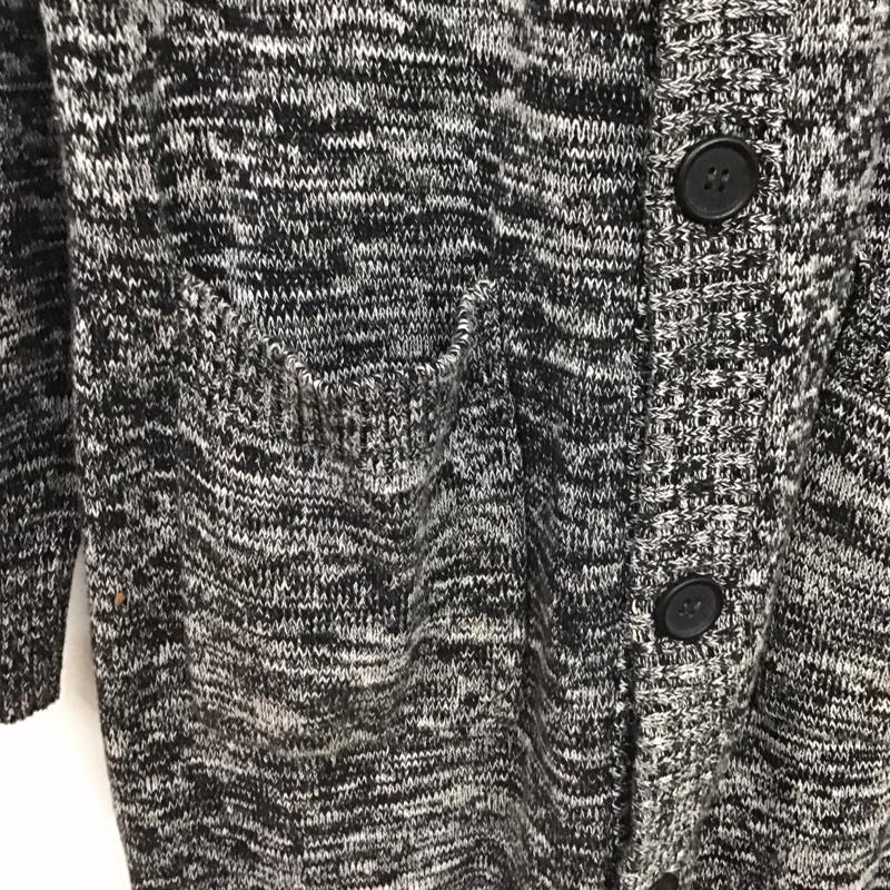 ノーアイディー NO ID. カーディガン 長袖 844010-844k ロングカーディガン フード付きニットカーディガン 2 総柄 白 / ホワイト / X 黒 / ブラック /  メンズ USED 古着 中古 10141326