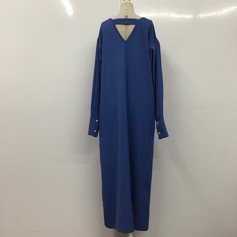 ミエット miette ワンピース ロングスカート XX0539 タックスリーブVネックワンピース FREE 無地 青 / ブルー /  レディース USED 古着 中古 10112946
