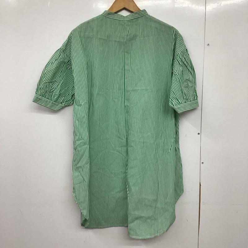 ディスコート Discoat シャツ、ブラウス 半袖 FREE ストライプ 白 / ホワイト / X 緑 / グリーン /  レディース USED 古着 中古 10150910
