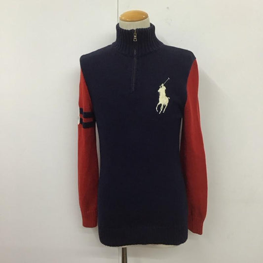 ポロバイラルフローレン Polo by RALPH LAUREN ニット、セーター 長袖 ハーフジップ ビッグポニー XL ワンポイント 紺 / ネイビー / X 赤 / レッド /  メンズ USED 古着 中古 10110841
