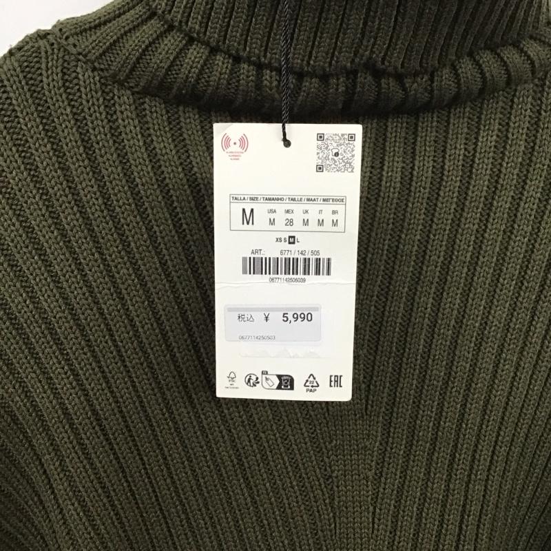 ザラ ZARA ニット、セーター 長袖 6771 142 505 クロップド丈 リブ タートルネック タグ付き M 無地 カーキ / カーキ /  レディース USED 古着 中古 10131300