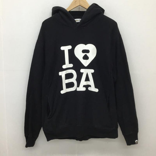 アベイシングエイプ A BATHING APE パーカー 長袖 L ロゴ、文字 黒 / ブラック /  メンズ USED 古着 中古 10137306