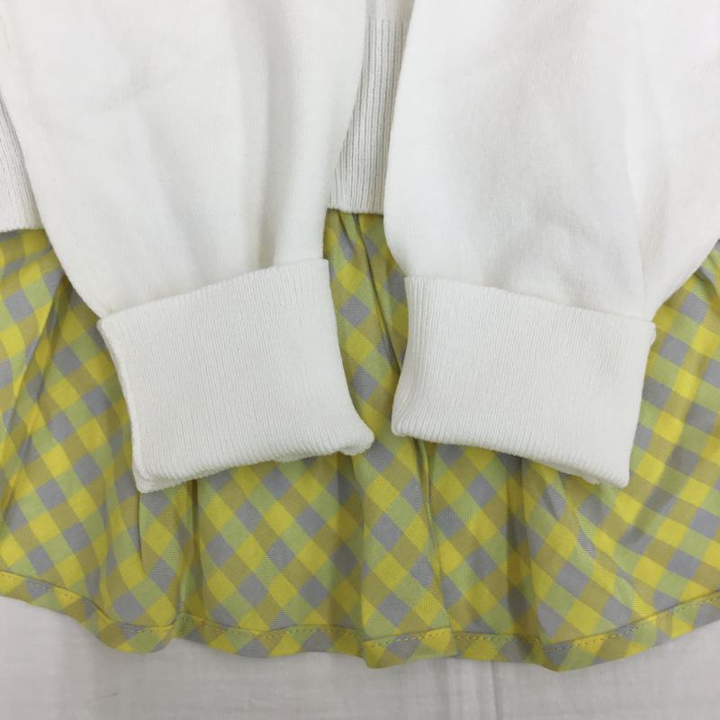 クイーンズコート QUEENS COURT カットソー 長袖 2212-91502 2 チェック 白 / ホワイト / X 黄 / イエロー /  レディース USED 古着 中古 10143155