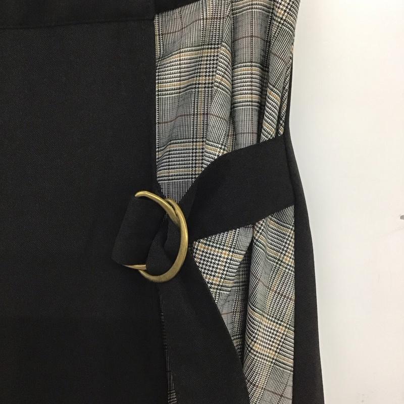 ダブルクローゼット w closet スカート ロングスカート FREE 無地 X チェック 黒 / ブラック / X 灰 / グレー /  レディース USED 古着 中古 10140063