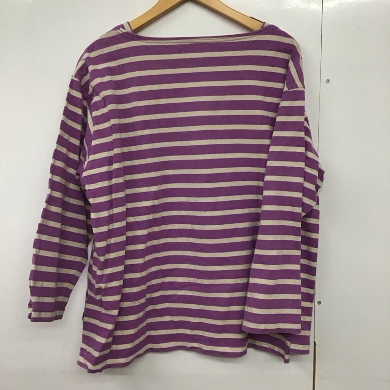 フリークスストア FREAK S STORE カットソー 七分袖 FREE ボーダー柄 白 / ホワイト / X 紫 / パープル /  レディース USED 古着 中古 10142894