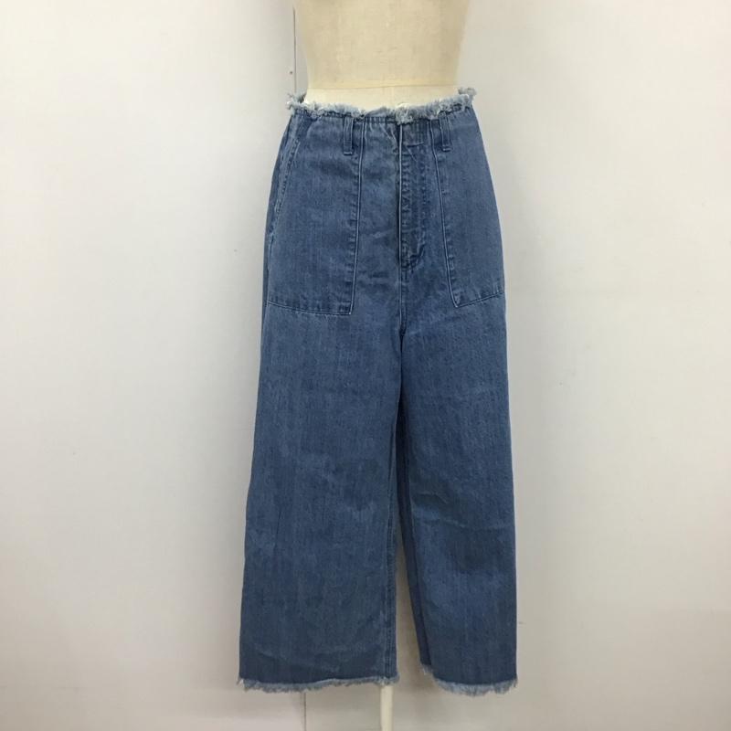 ローリーズファーム LOWRYS FARM パンツ デニム、ジーンズ LF517034AD 裾フリンジ ワイドパンツ M 無地 青 / ブルー /  レディース USED 古着 中古 10120868