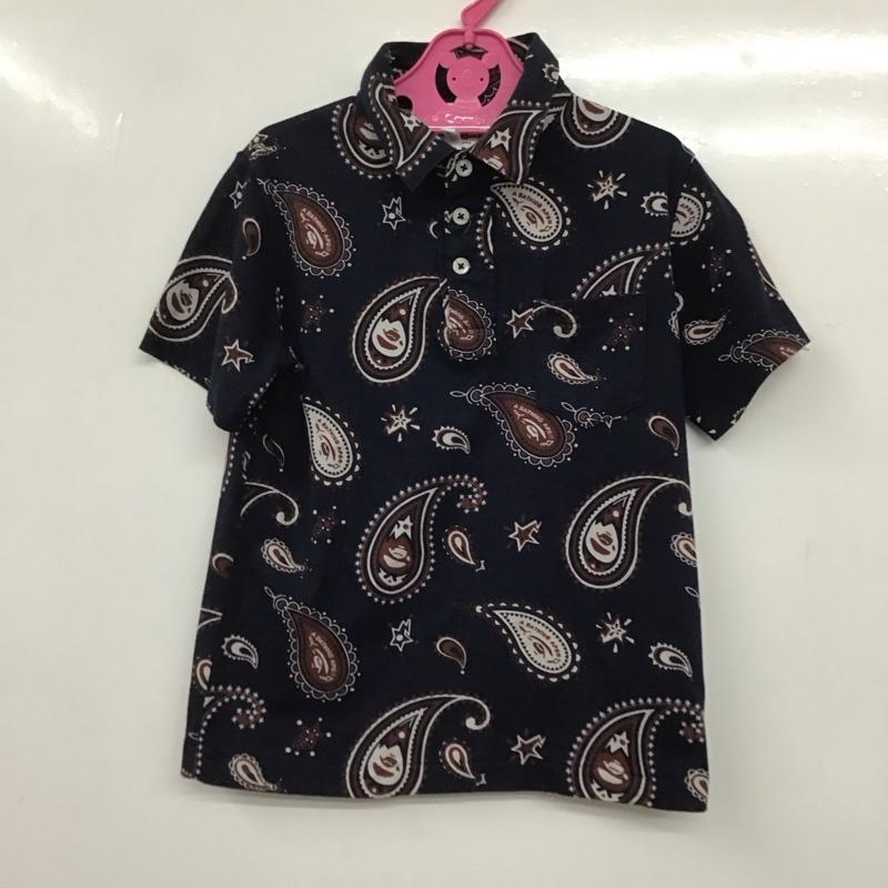 アベイシングエイプ A BATHING APE ポロシャツ 半袖 MILO 110cm バンダナ柄 紺 / ネイビー /  ボーイズ USED 古着 中古 10134555