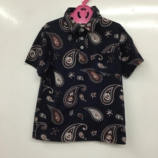 アベイシングエイプ A BATHING APE ポロシャツ 半袖 MILO 110cm バンダナ柄 紺 / ネイビー /  ボーイズ USED 古着 中古 10134555