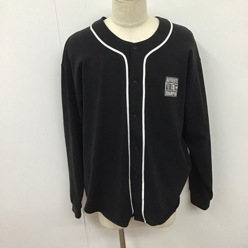 チャンピオン Champion シャツ、ブラウス 長袖 c3-u414 長袖シャツ 前開き ノーカラーシャツ XL ロゴ、文字 黒 / ブラック /  メンズ USED 古着 中古 10123867