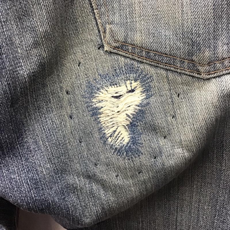 グラム glamb パンツ デニム、ジーンズ デニムパンツ ストレートパンツ カジュアルパンツ 1 ダメージ加工 インディゴ / インディゴ /  メンズ USED 古着 中古 10118424