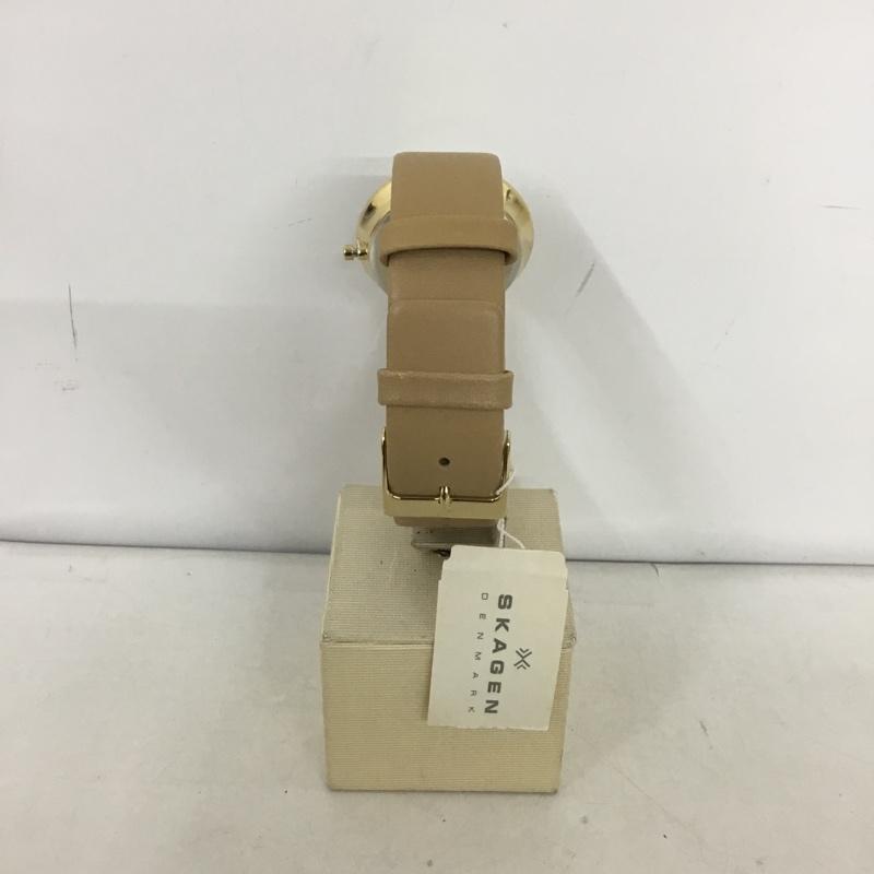 スカーゲン SKAGEN 腕時計 アナログ（クォーツ式） SKW2166 レザーベルト ロゴ、文字 ベージュ / ベージュ / X 金 / ゴールド /  レディース USED 古着 中古 10135181