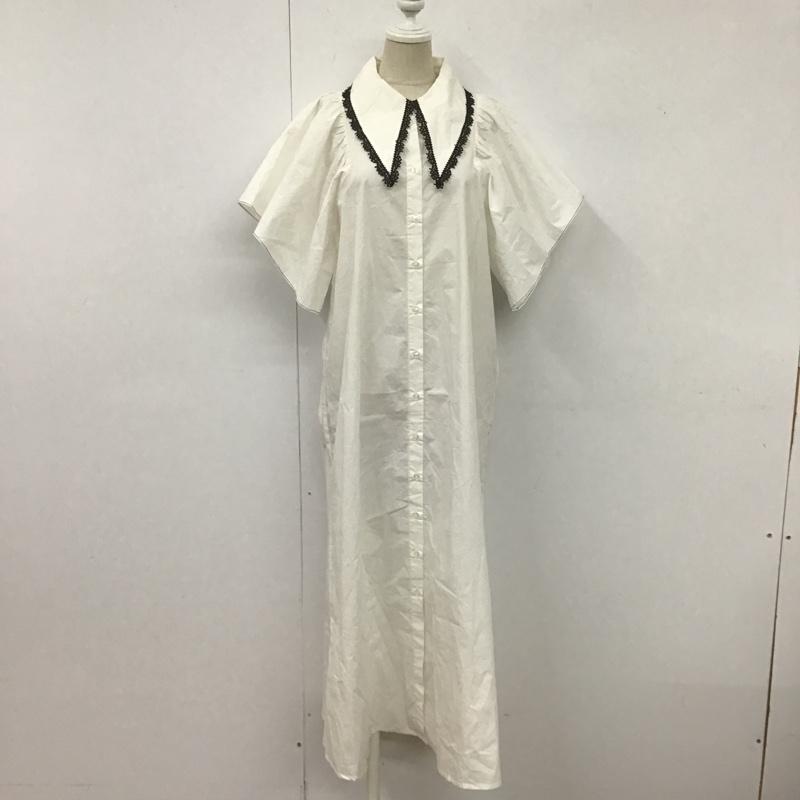 ザラ ZARA ワンピース ロングスカート 8741 901 250 フレアスリーブ ビッグカラー 半袖 S 無地 白 / ホワイト / X 黒 / ブラック /  レディース USED 古着 中古 10107161