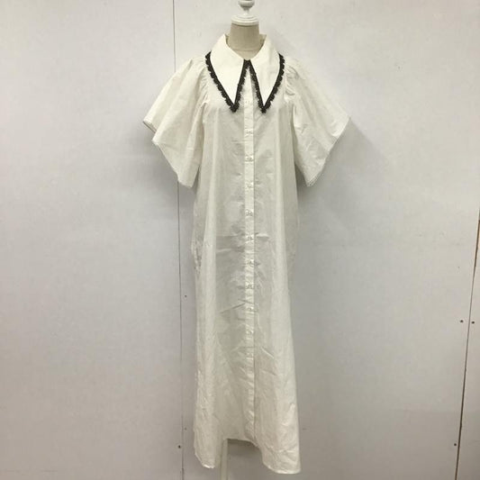 ザラ ZARA ワンピース ロングスカート 8741 901 250 フレアスリーブ ビッグカラー 半袖 S 無地 白 / ホワイト / X 黒 / ブラック /  レディース USED 古着 中古 10107161