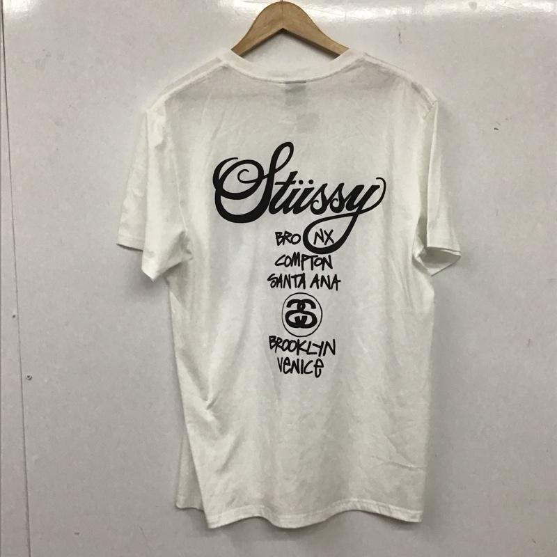 ステューシー STUSSY Tシャツ 半袖 半袖カットソー プリントTシャツ クルーネックカットソー L プリント 白 / ホワイト /  メンズ USED 古着 中古 10136249