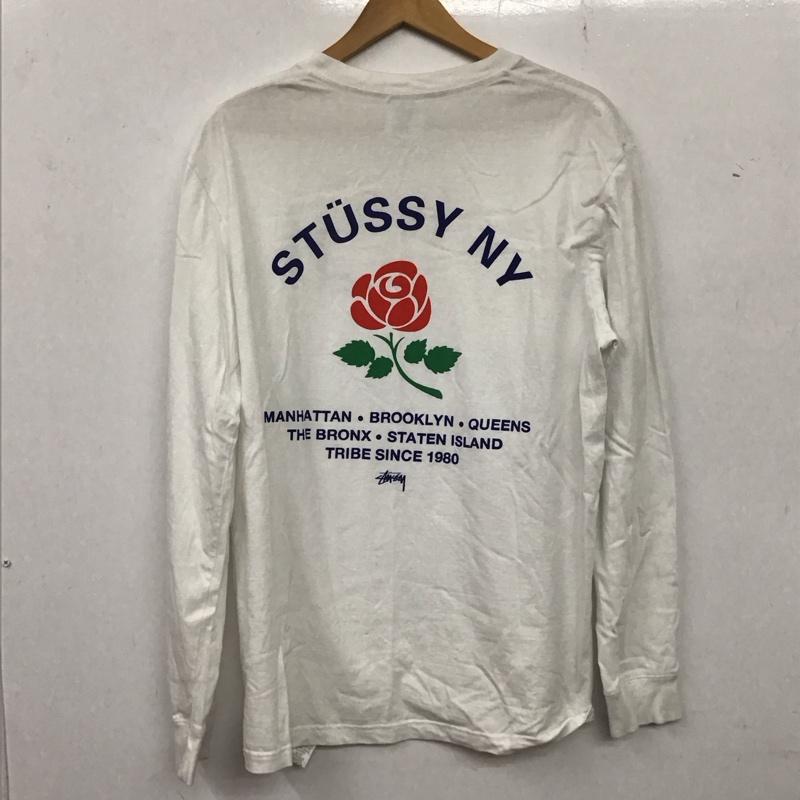 ステューシー STUSSY カットソー 長袖 長袖カットソー プリントカットソー クルーネック L プリント 白 / ホワイト /  メンズ USED 古着 中古 10136247
