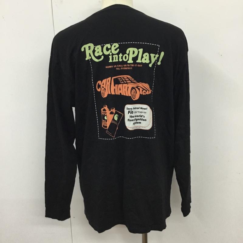 カーハート Carhartt カットソー 長袖 長袖カットソー クルーネックカットソー ロングスリーブカットソー プリントTシャツ L プリント 黒 / ブラック /  メンズ USED 古着 中古 10120843