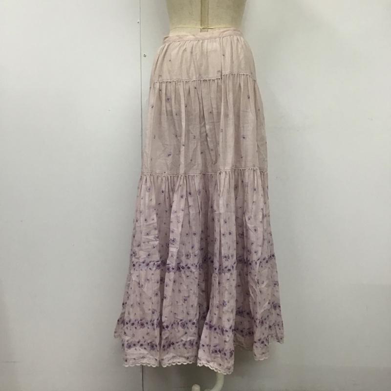インゲボルグ INGEBORG スカート ロングスカート P029QFS11 コットン ティアードスカート フロントボタン S 花柄 桃 / ピンク /  レディース USED 古着 中古 10108602