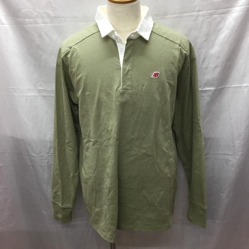 ニューバランス New Balance ポロシャツ 長袖 mt33545 ロングスリーブポロシャツ カラーカットソー 長袖ポロシャツ XL ロゴ、文字 カーキ / カーキ /  メンズ USED 古着 中古 10111922