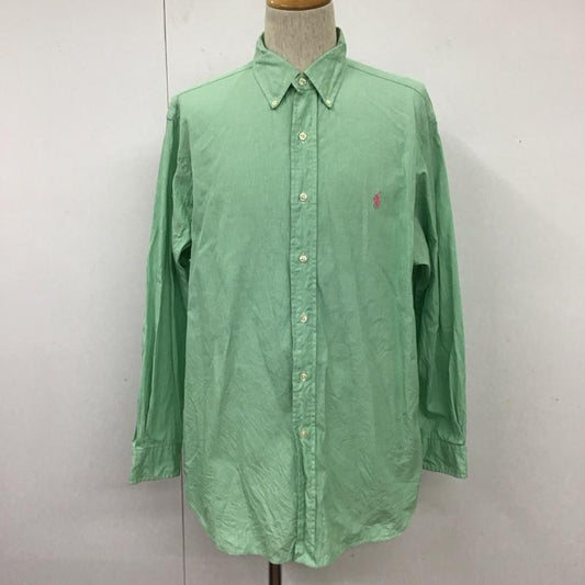 ラルフローレン RALPHLAUREN シャツ、ブラウス 長袖 長袖シャツ カジュアルシャツ カラーシャツ ボタンダウンシャツ ロゴ、文字 緑 / グリーン /  メンズ USED 古着 中古 10111649