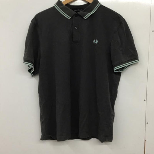 フレッドペリー FRED PERRY ポロシャツ 半袖 半袖ポロシャツ カラーシャツ 半袖カットソー XL ロゴ、文字 灰 / グレー /  メンズ USED 古着 中古 10133197