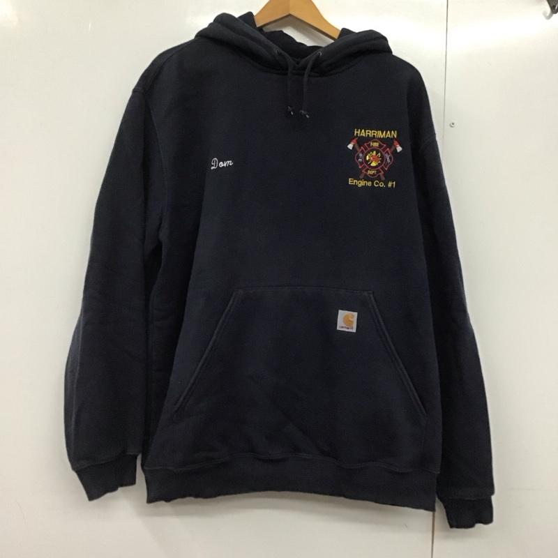 カーハート Carhartt パーカー 長袖 長袖パーカー プルオーバーパーカー スウェット XL ロゴ、文字 紺 / ネイビー /  メンズ USED 古着 中古 10142602