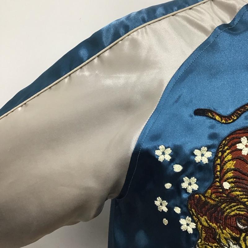 古着 USED ジャケット、上着 ジャンパー、ブルゾン 993813 スカジャン 朧 OBORO 龍 虎 和柄 M 刺繍 灰 / グレー / X 水色 / ライトブルー /  メンズ USED 古着 中古 10123276