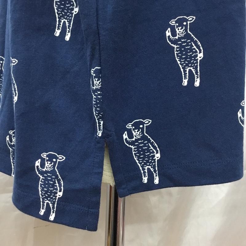 グラニフ graniph カットソー 半袖 ラムチョップ L 総柄 紺 / ネイビー /  メンズ USED 古着 中古 10115531