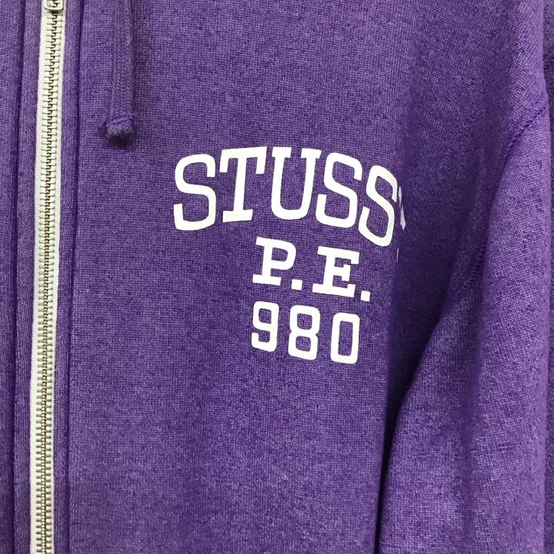 ステューシー STUSSY パーカー 長袖 ジップアップパーカー 長袖パーカー カジュアルジャケット L ロゴ、文字 紫 / パープル /  メンズ USED 古着 中古 10140303