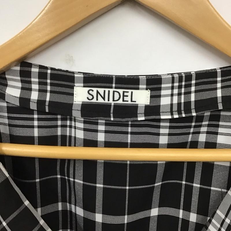 スナイデル SNIDEL ワンピース ミニスカート SWFO221064 フリルミニワンピ 五分袖 1 チェック 白 / ホワイト / X 黒 / ブラック /  レディース USED 古着 中古 10129141