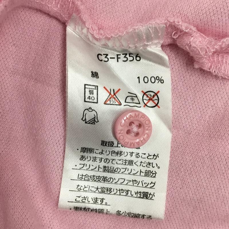 チャンピオン Champion ポロシャツ 半袖 半袖ポロシャツ カラーシャツ 半袖カットソー M ロゴ、文字 桃 / ピンク /  メンズ USED 古着 中古 10115033